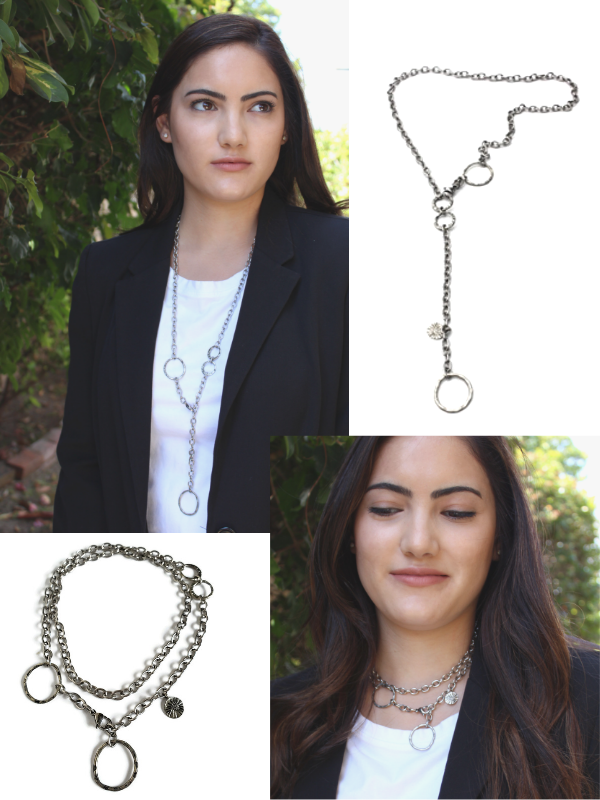 long silver chunky statement necklace 2 styles